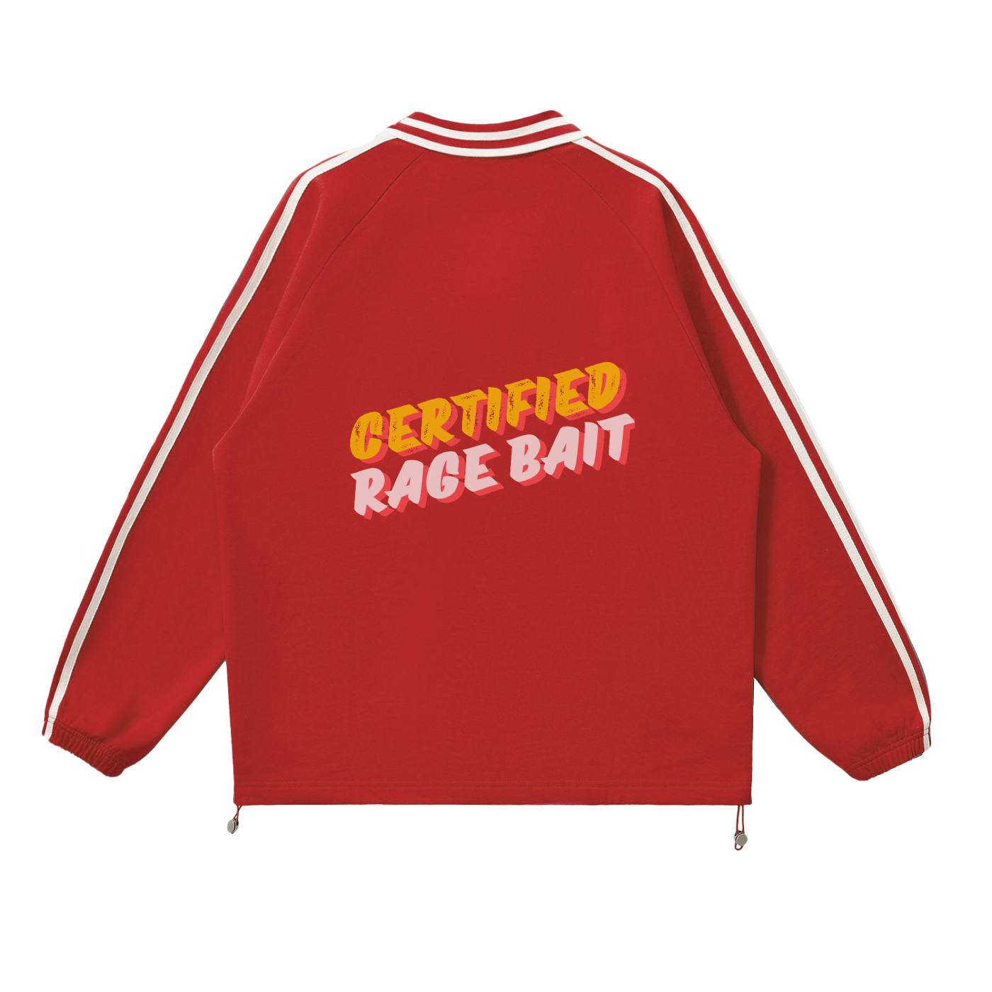 "CERTIFIED RAGE BAIT" Striped Collar Sweatshirt