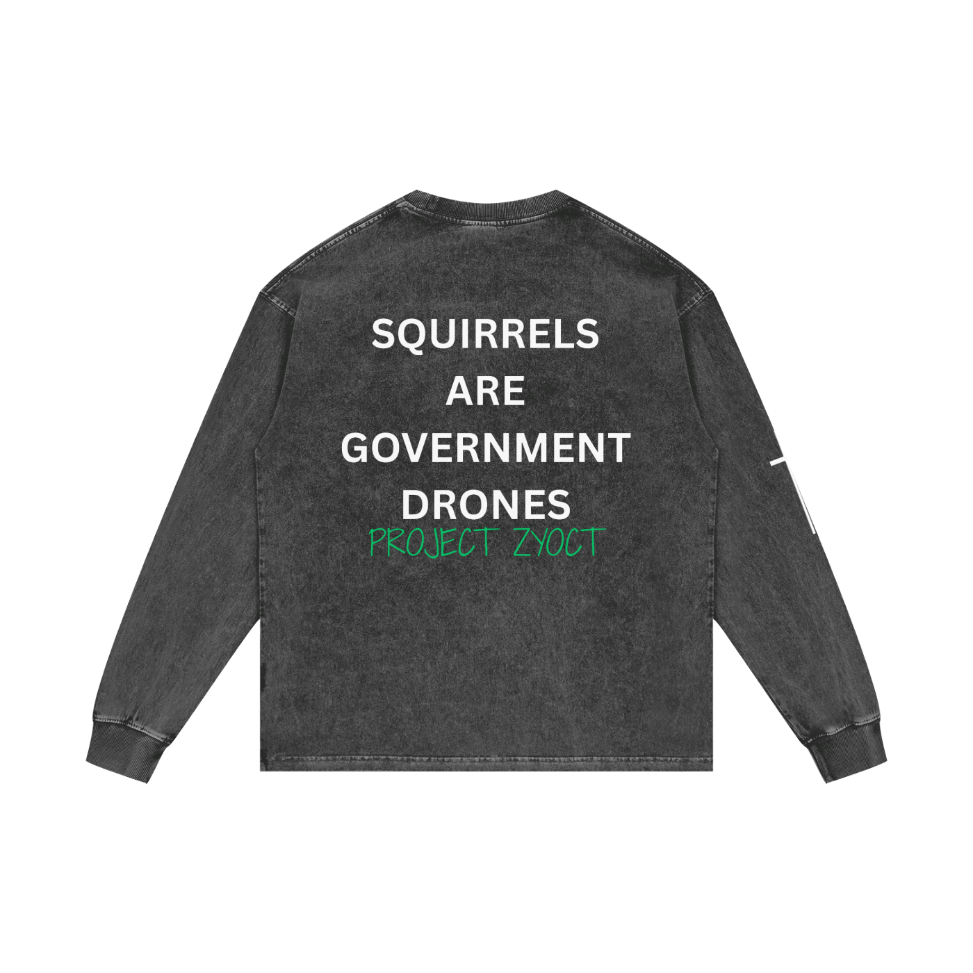 "Squirrels Are Government Drones" Acid Wash Long Sleeve