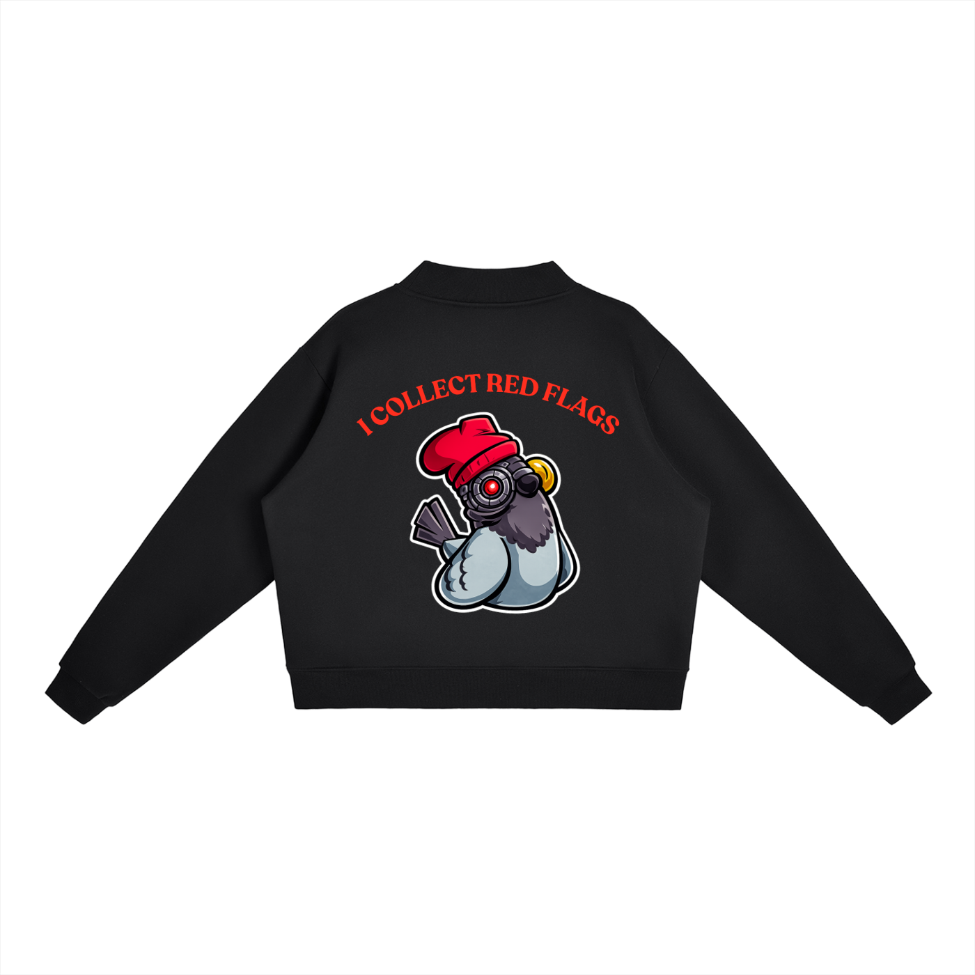 "RED FLAGS" Mock-Neck Crew Sweatshirt