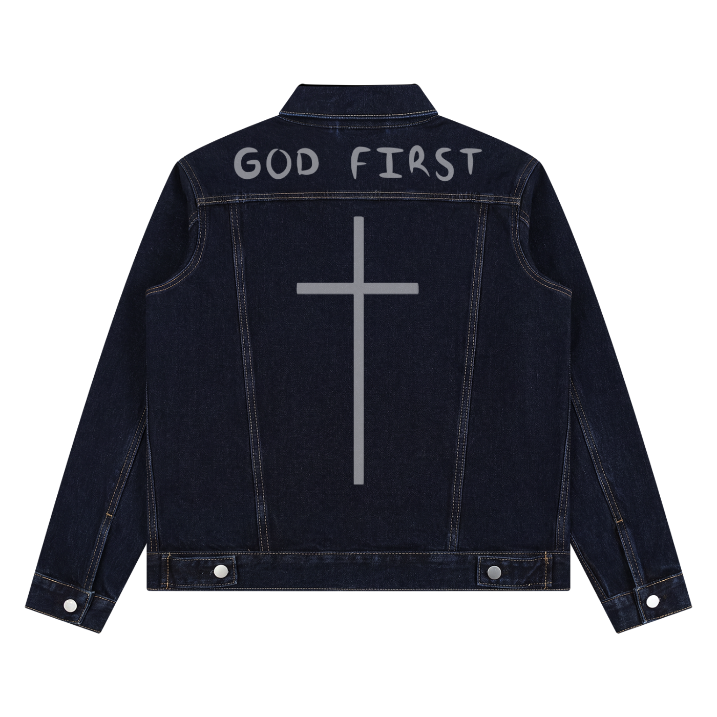 "GOD FIRST" Vintage Denim Jacket