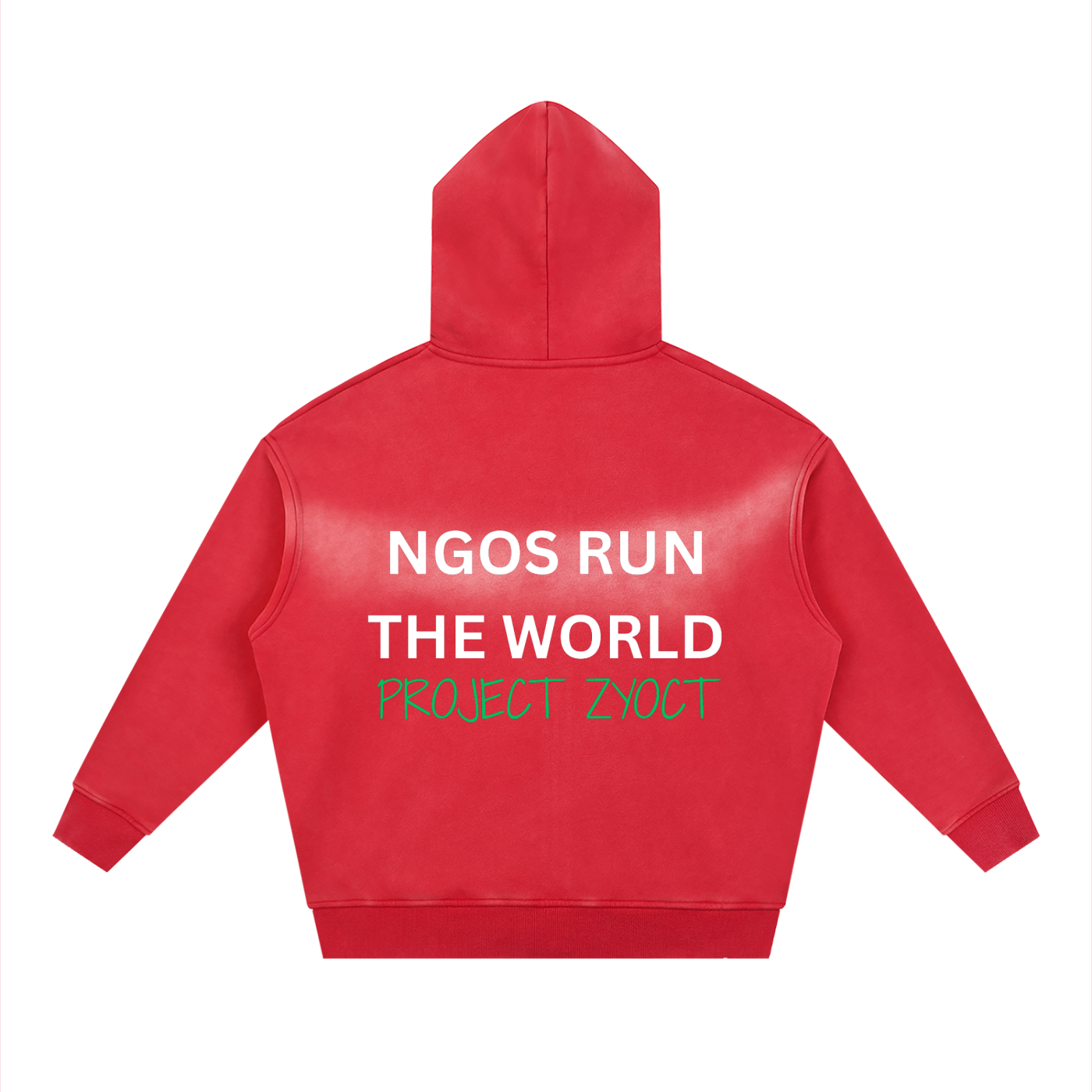 "NGOs Run the World" faded Zipper Hoodie