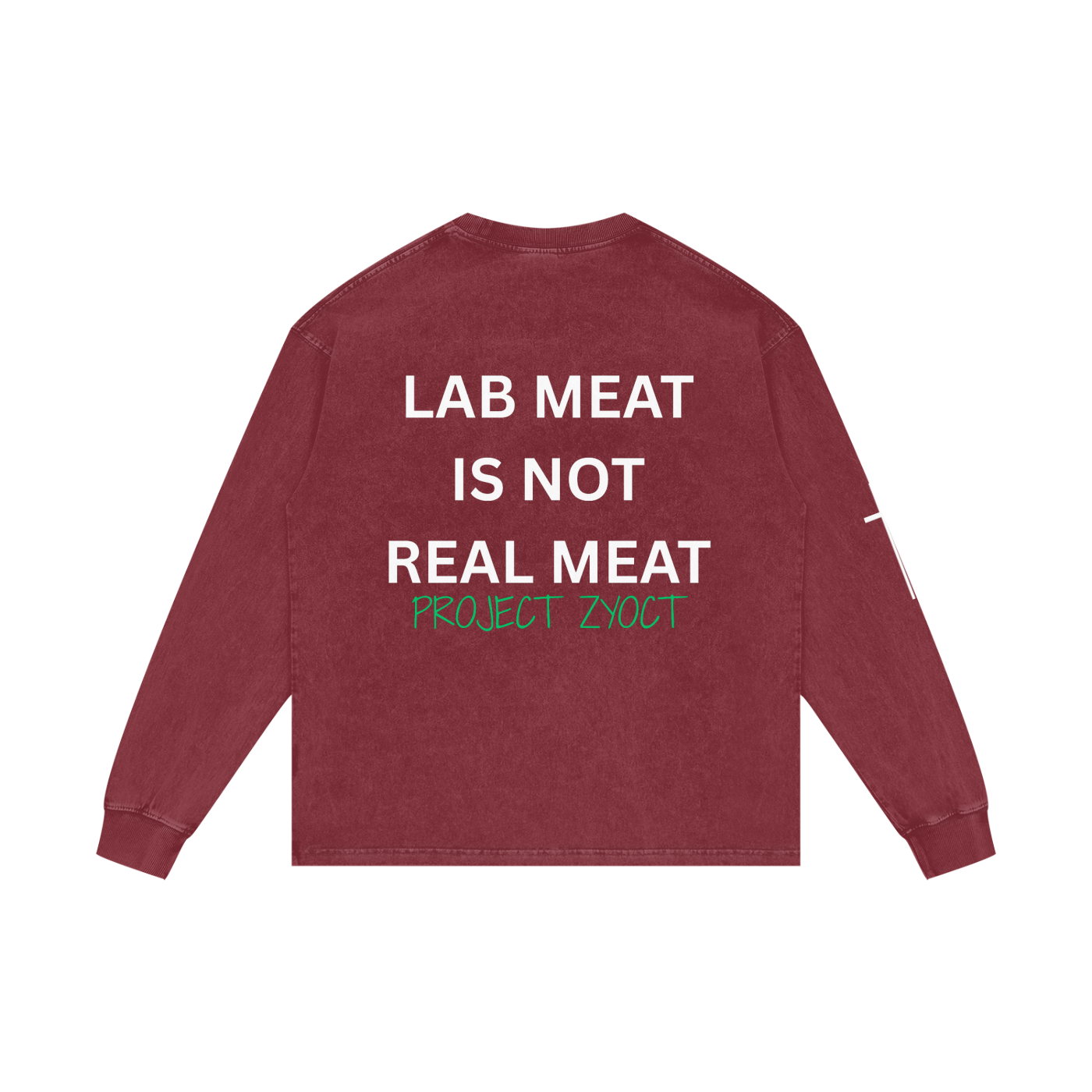 "Lab Meat is Not Real Meat" Acid Wash Long Sleeve