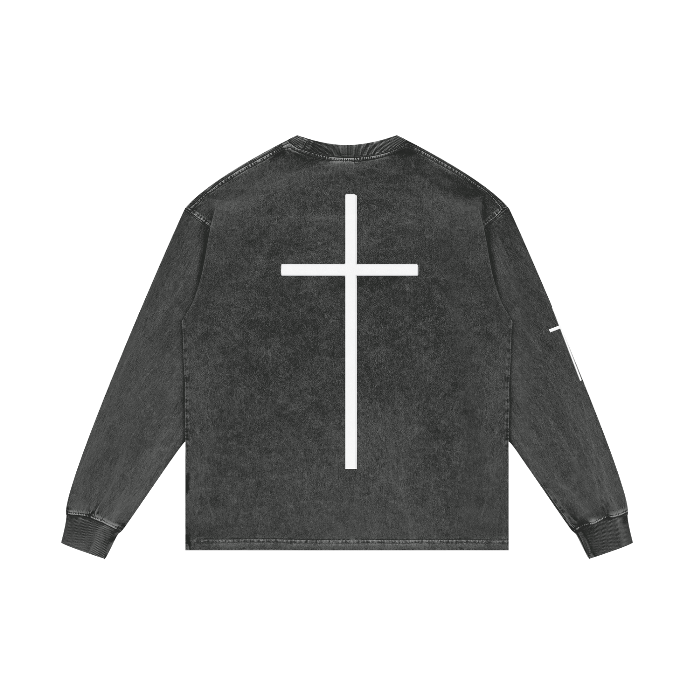 Simple Cross Acid Wash Long Sleeve