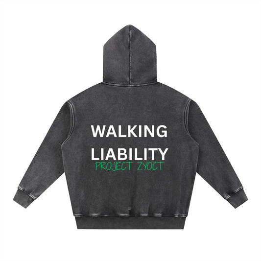 "Walking Liability" Snow Wash Oversize Hoodie