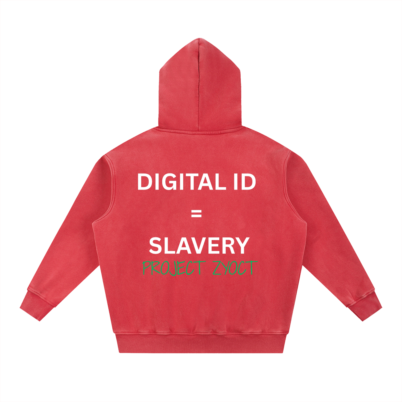 "Digital ID = Slavery" Snow Wash Oversize Hoodie