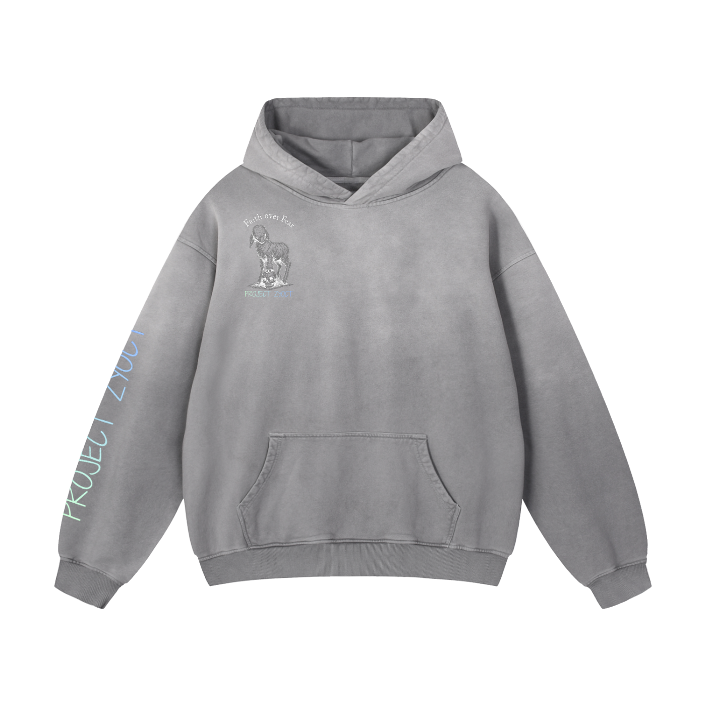 "NO EARTHLY KING" Heavyweight Sunfade Oversized Hoodie