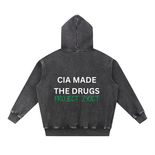 "CIA Made the Drugs" Snow Wash Oversize Hoodie