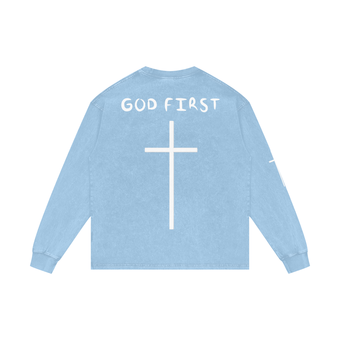 "GOD FIRST" Acid Wash Long Sleeve