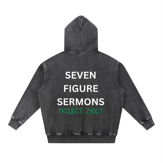 "Seven Figure Sermons" Snow Wash Oversize Hoodie