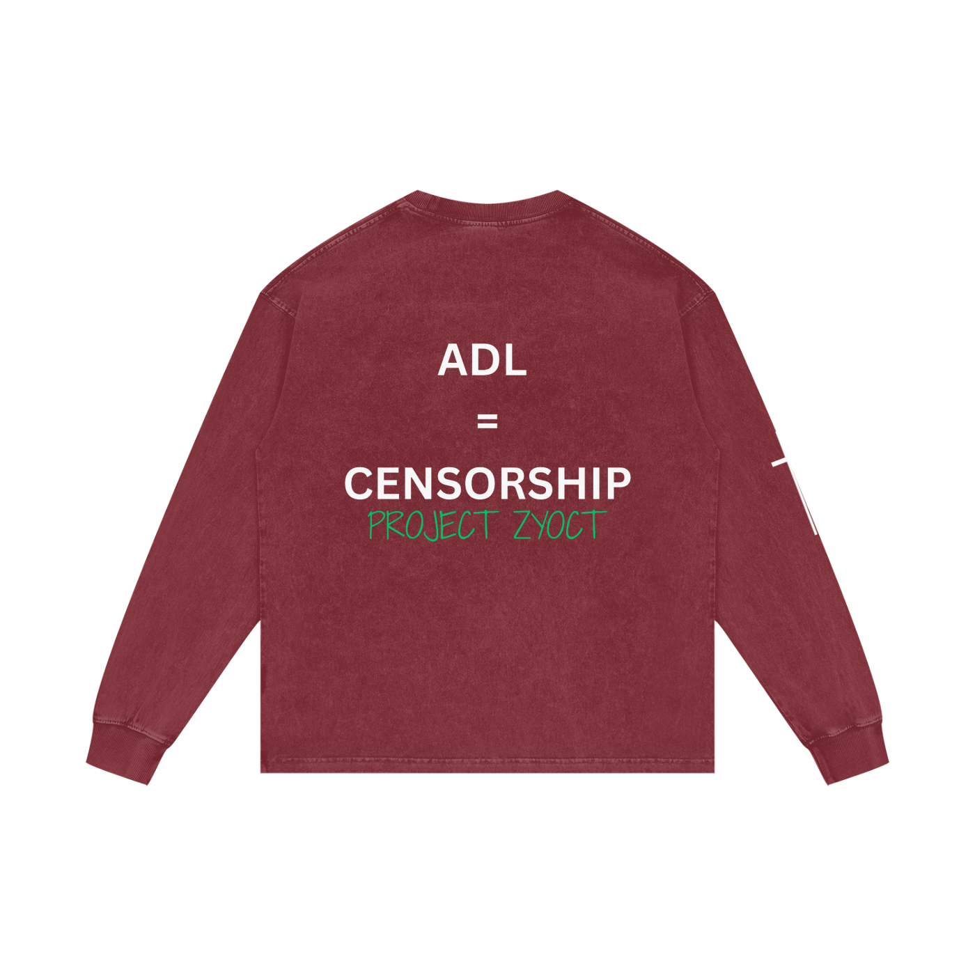 "ADL = Censorship" Acid Wash Long Sleeve