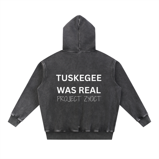 "Tuskegee Was Real" Snow Wash Oversize Hoodie