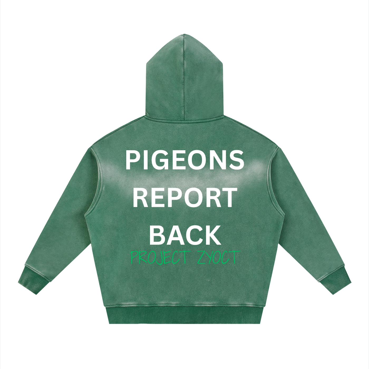 "Pigeons Report Back" Faded Zipper Hoodie