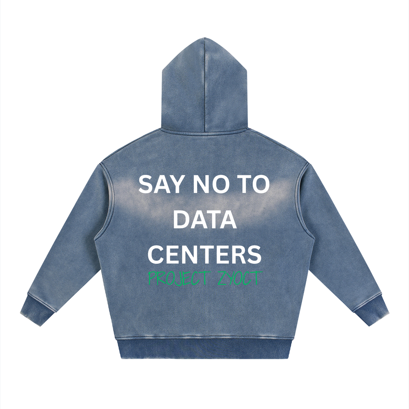 "Say No to Data Centers" faded Zipper Hoodie