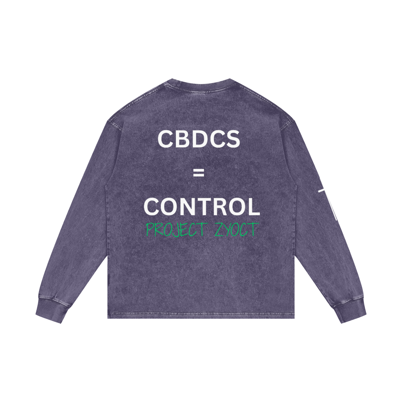 "CBDCs = Control" Acid Wash Long Sleeve