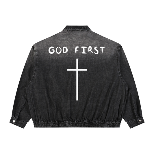 "GOD FIRST" Denim Jacket