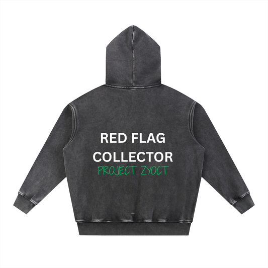 "Red Flag Collector" Snow Wash Oversize Hoodie