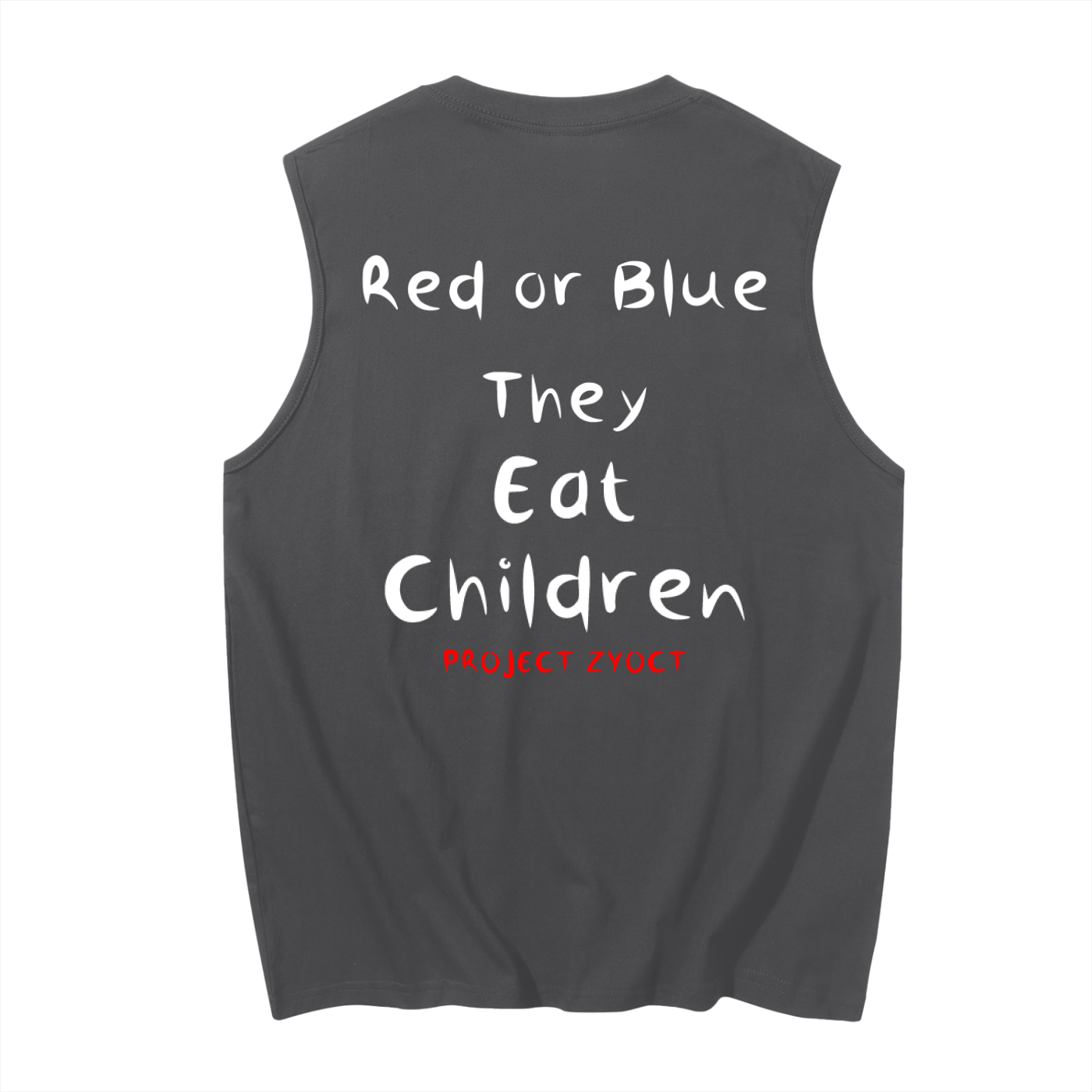 "Red or Blue They Eat Children" Cotton Tank Top