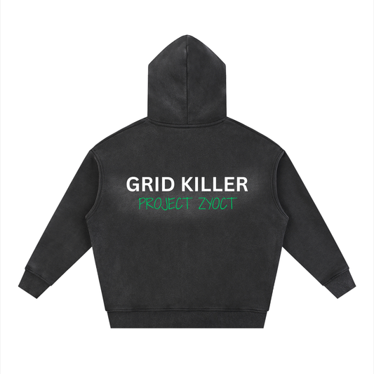 "Grid Killer" faded Zipper Hoodie