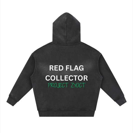 "Red Flag Collector" Faded Zipper Hoodie