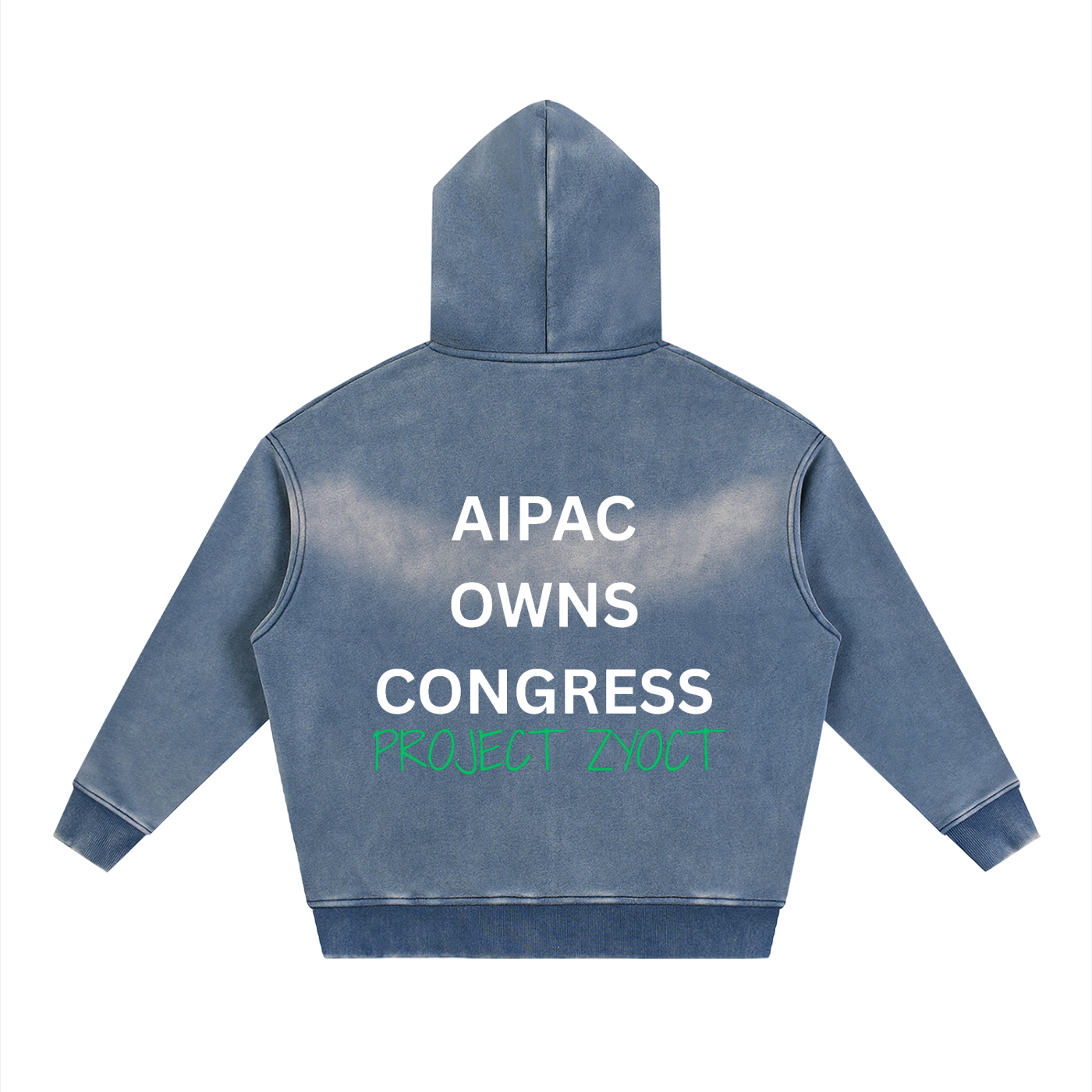 "AIPAC Owns Congress" faded Zipper Hoodie