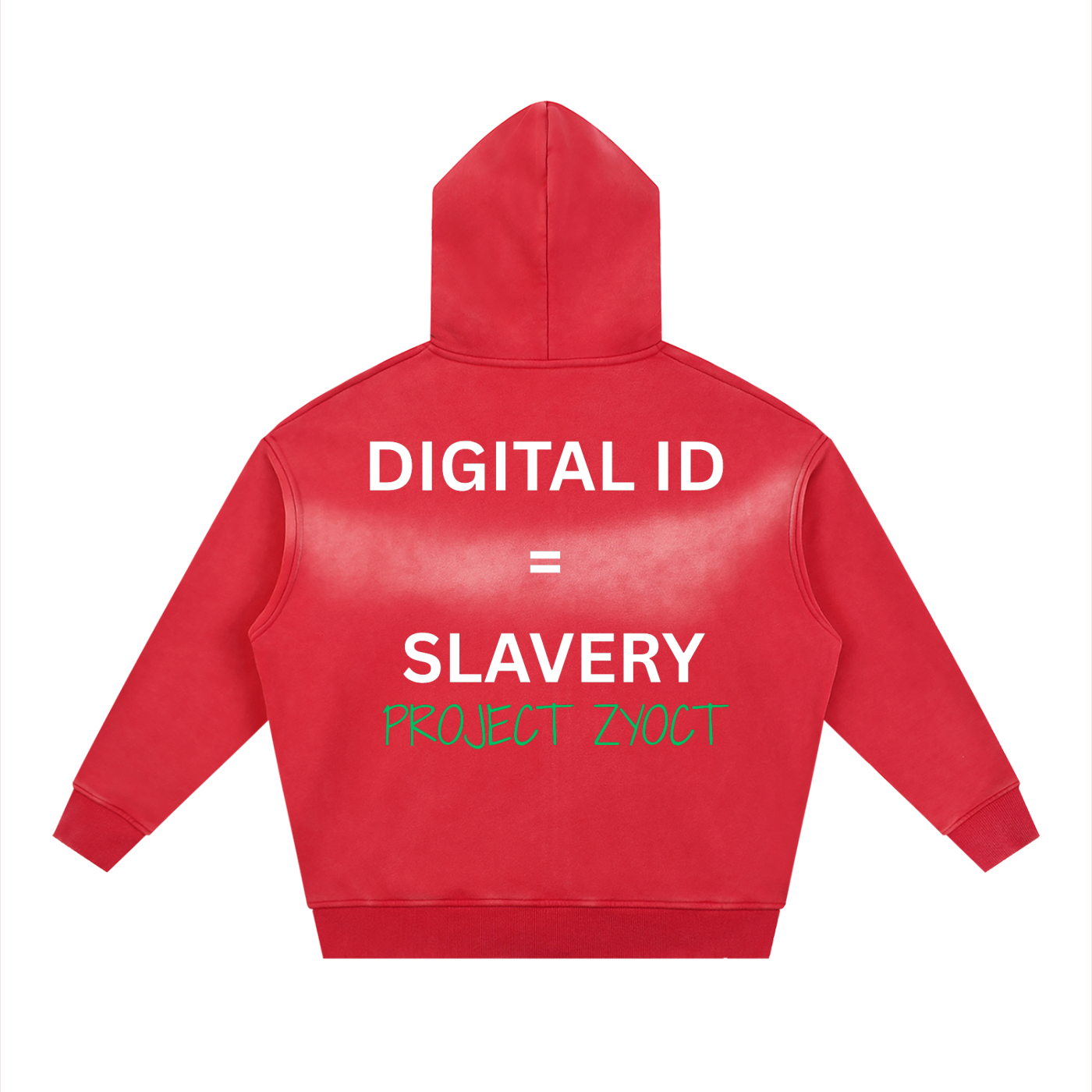 "Digital ID = Slavery" faded Zipper Hoodie