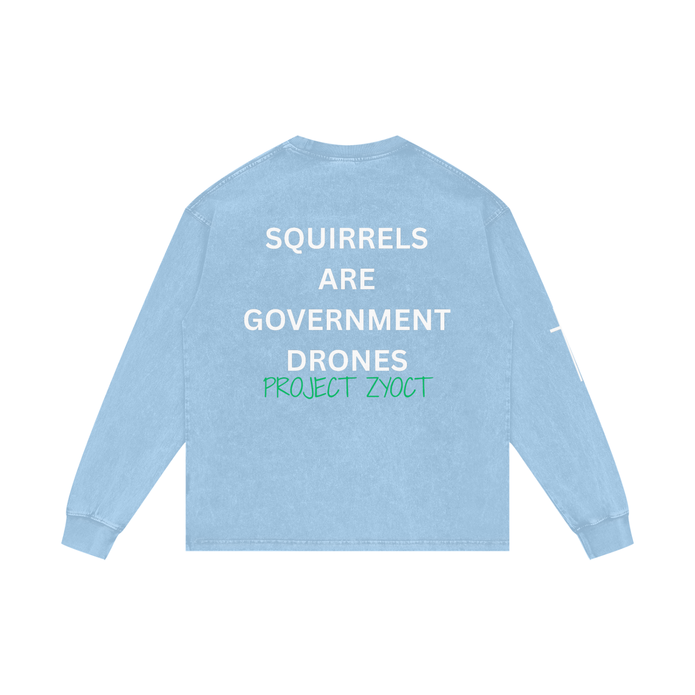 "Squirrels Are Government Drones" Acid Wash Long Sleeve