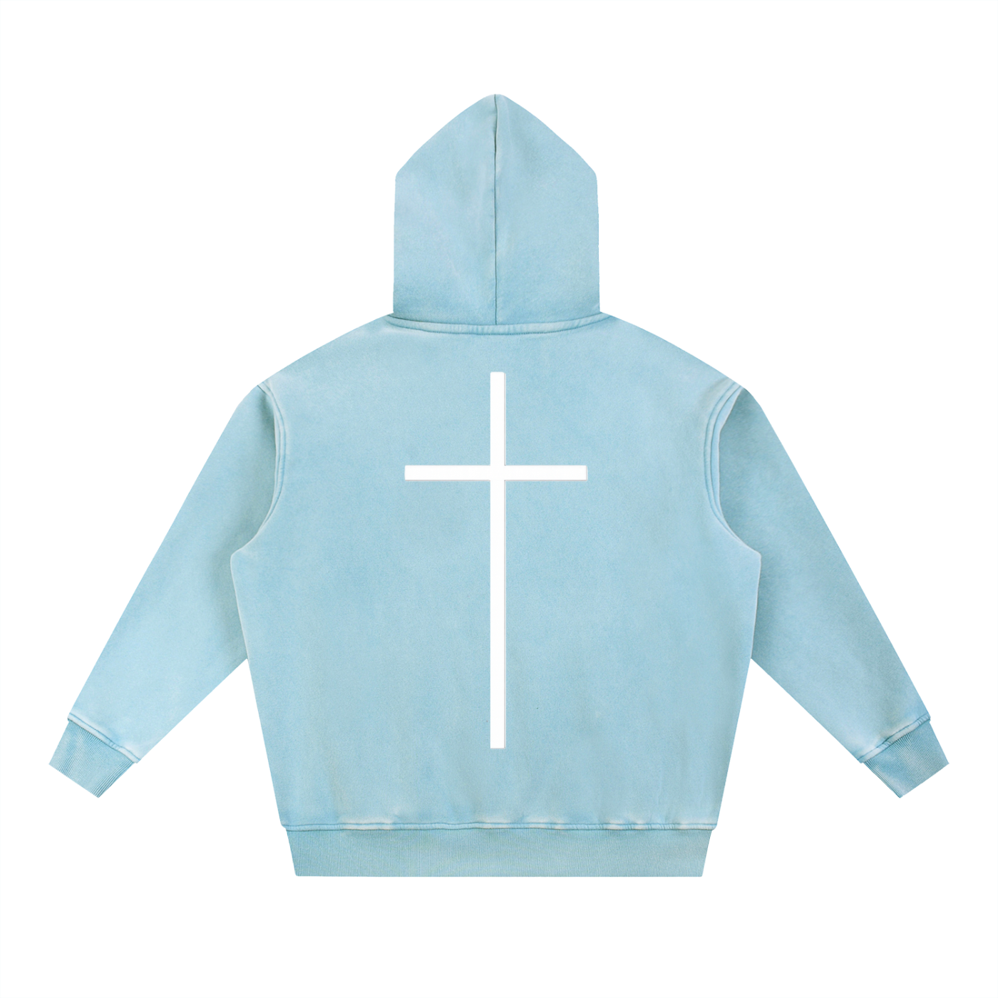 Simple Cross Snow Wash Oversize Hoodie