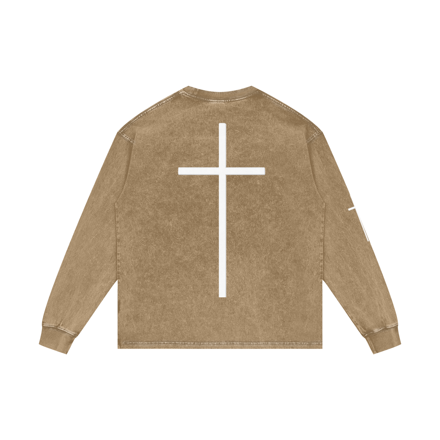 Simple Cross Acid Wash Long Sleeve
