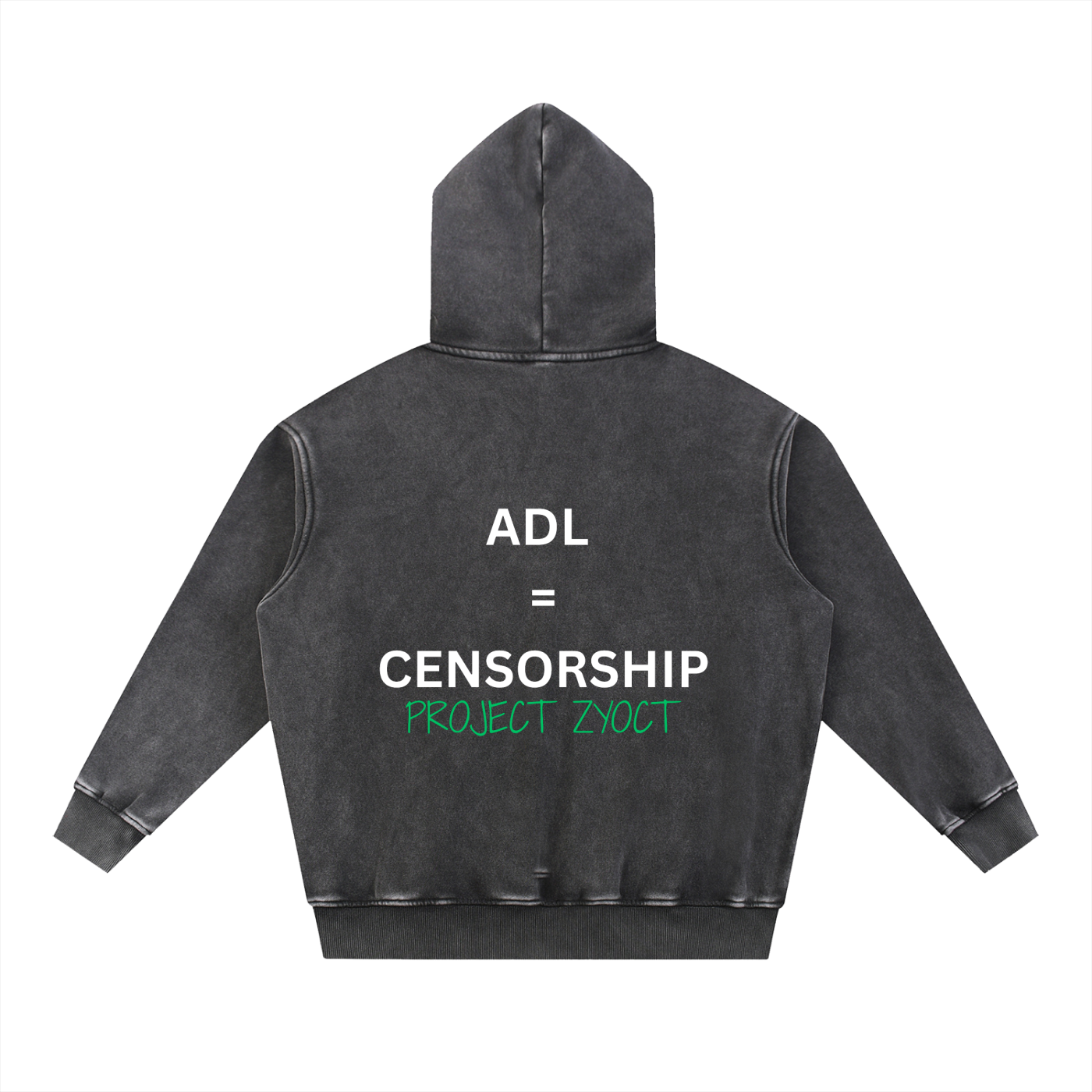 "ADL = Censorship" Snow Wash Oversize Hoodie