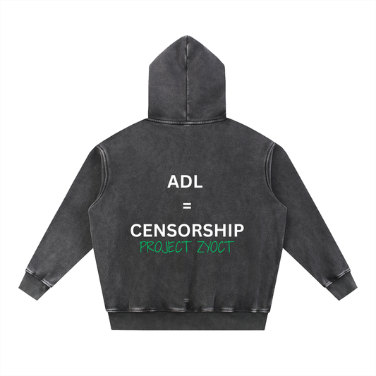 "ADL = Censorship" Snow Wash Oversize Hoodie