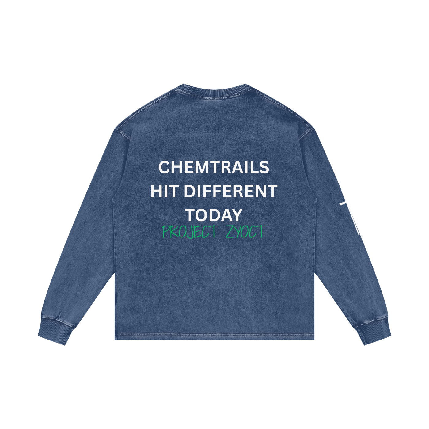 "Chemtrails Hit Different Today" Acid Wash Long Sleeve