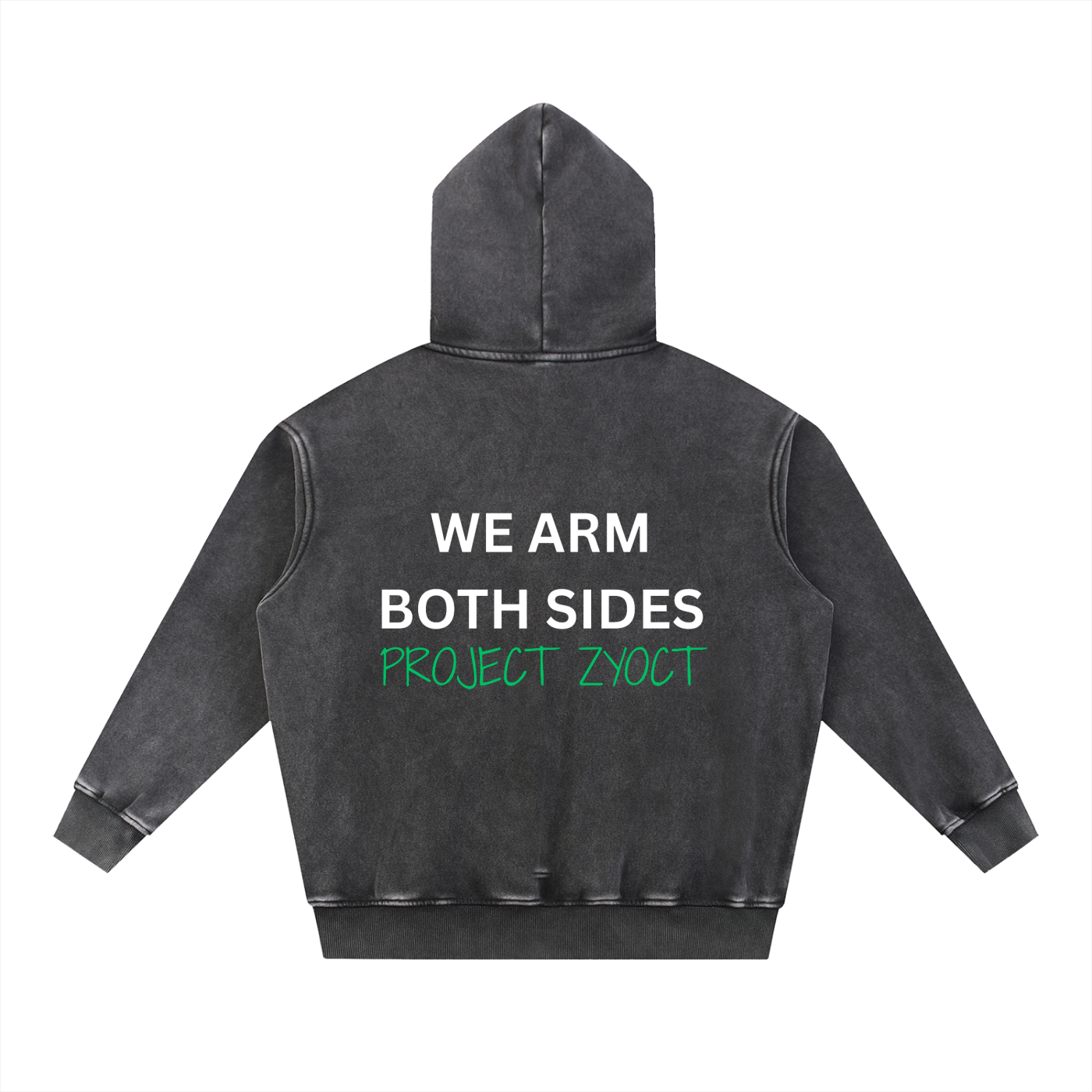 "We Arm Both Sides" Snow Wash Oversize Hoodie
