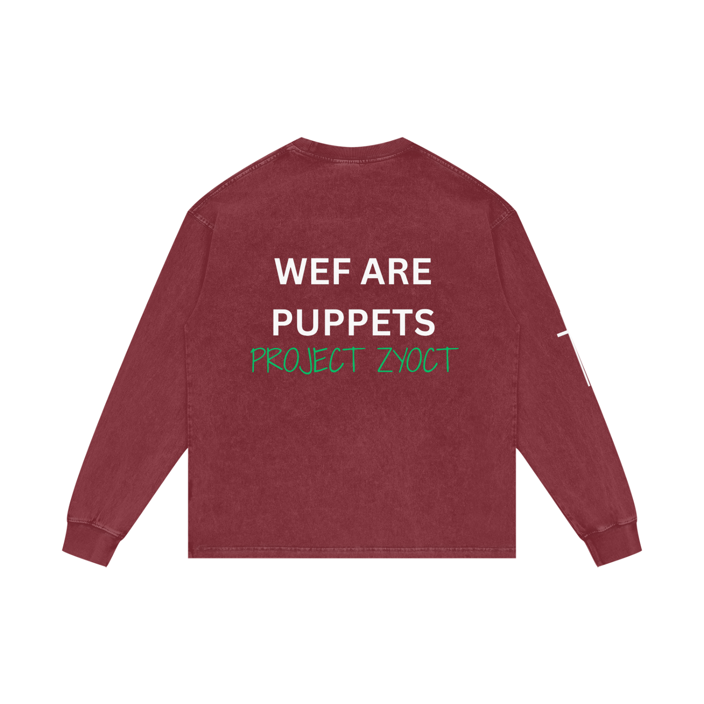 "WEF Are Puppets" Acid Wash Long Sleeve