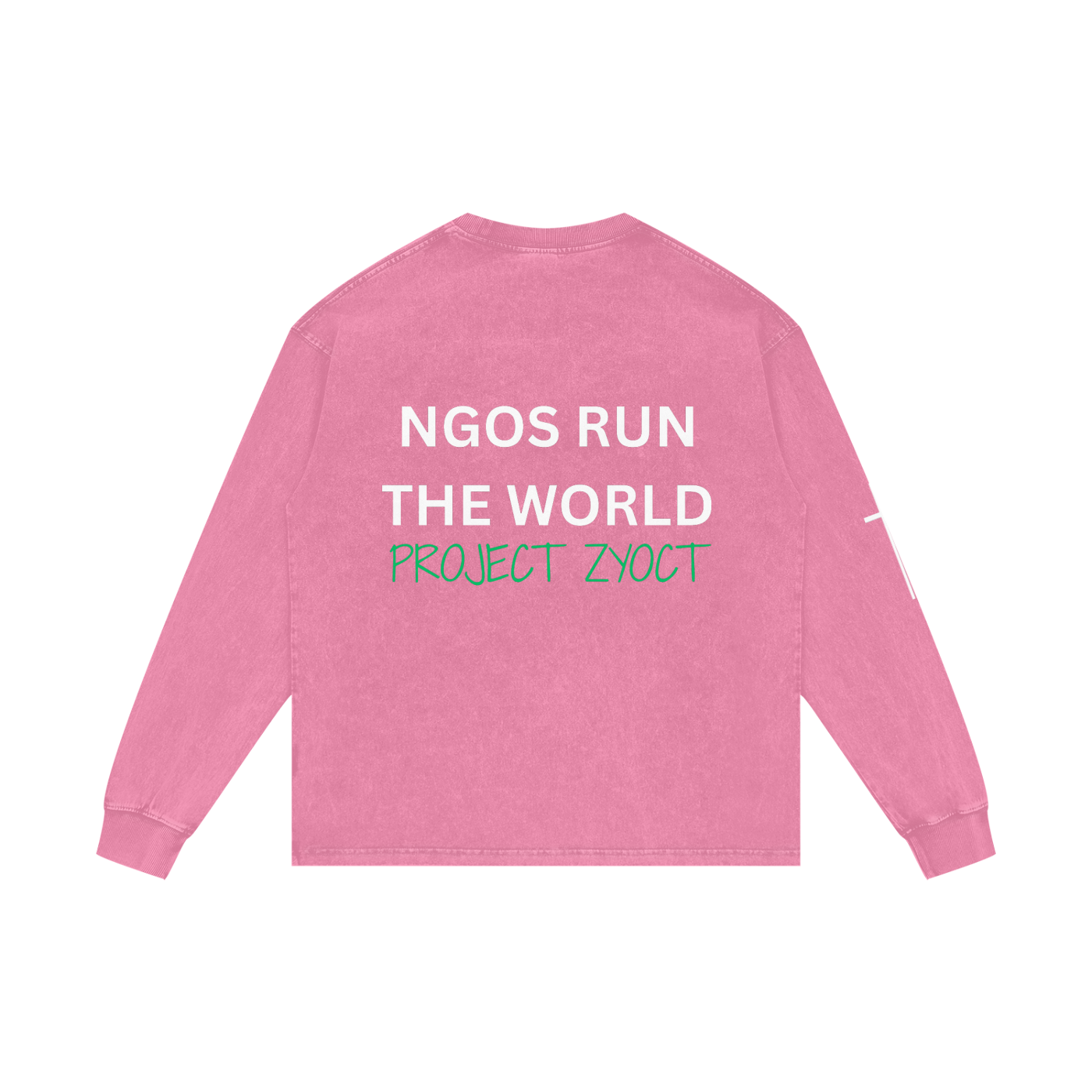"NGOs Run the World" Acid Wash Long Sleeve