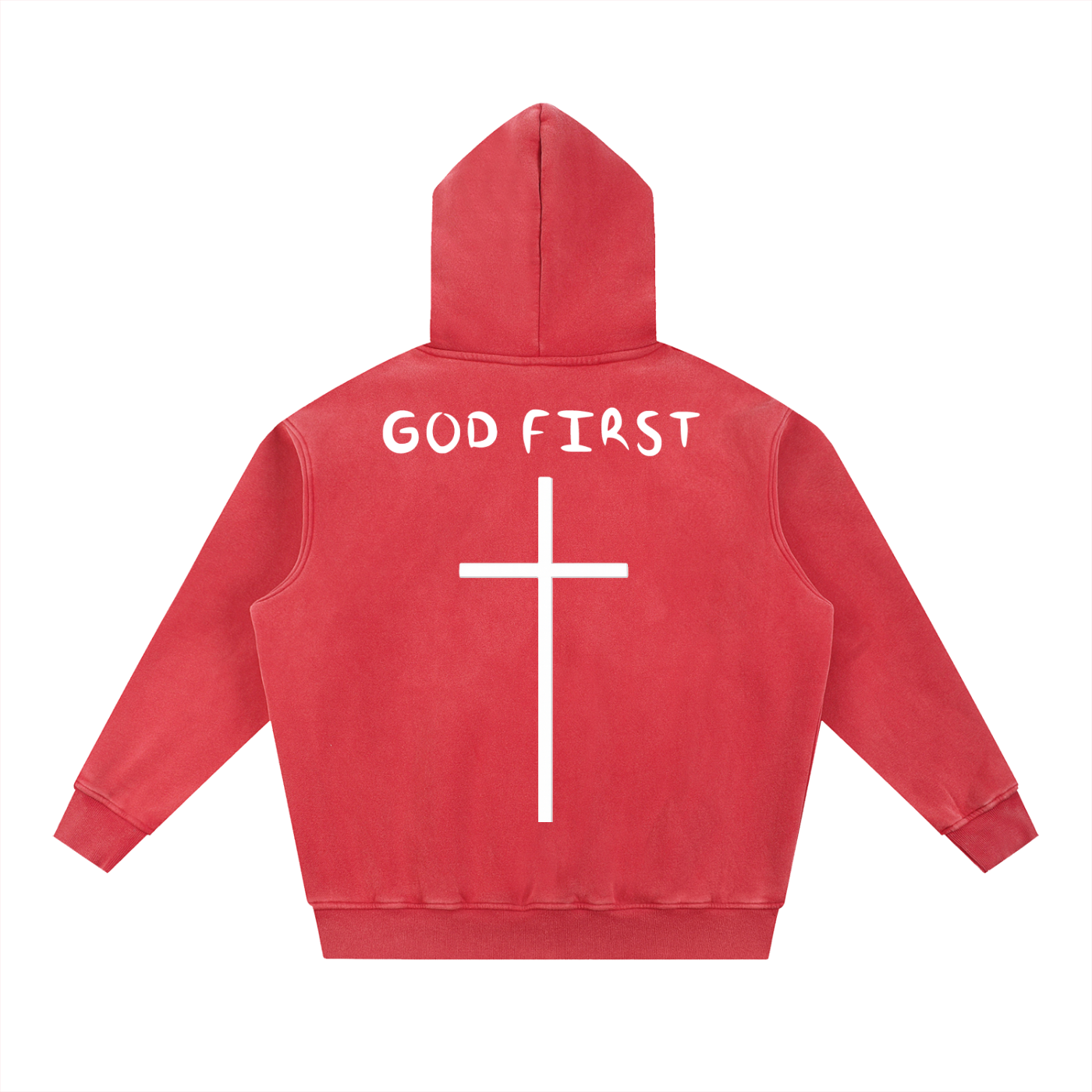"GOD FIRST" Snow Wash Oversize Hoodie