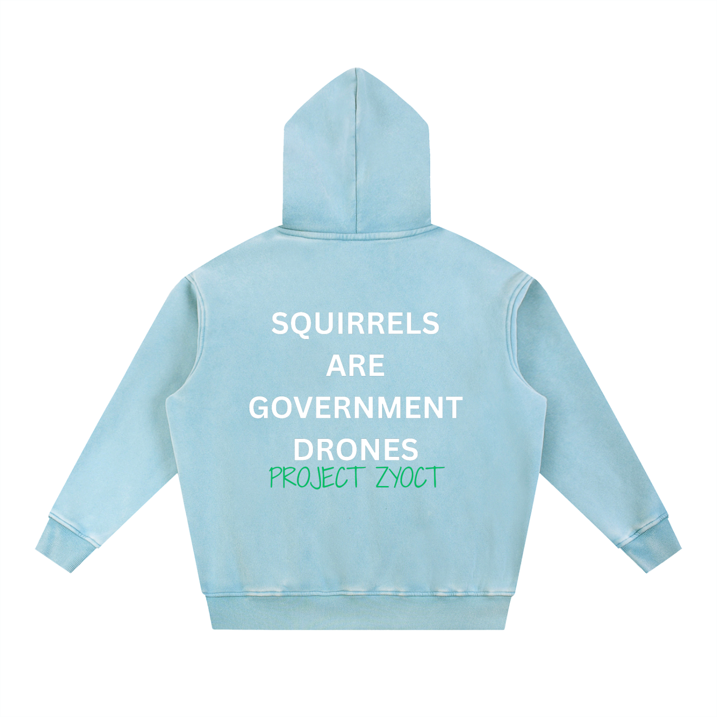 "Squirrels Are Government Drones" Snow Wash Oversize Hoodie