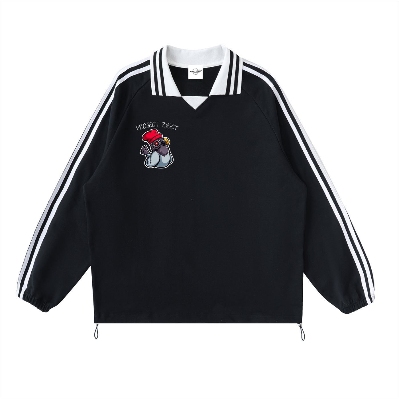 "I LOVE HAND CUFFS" Striped Collar Sweatshirt
