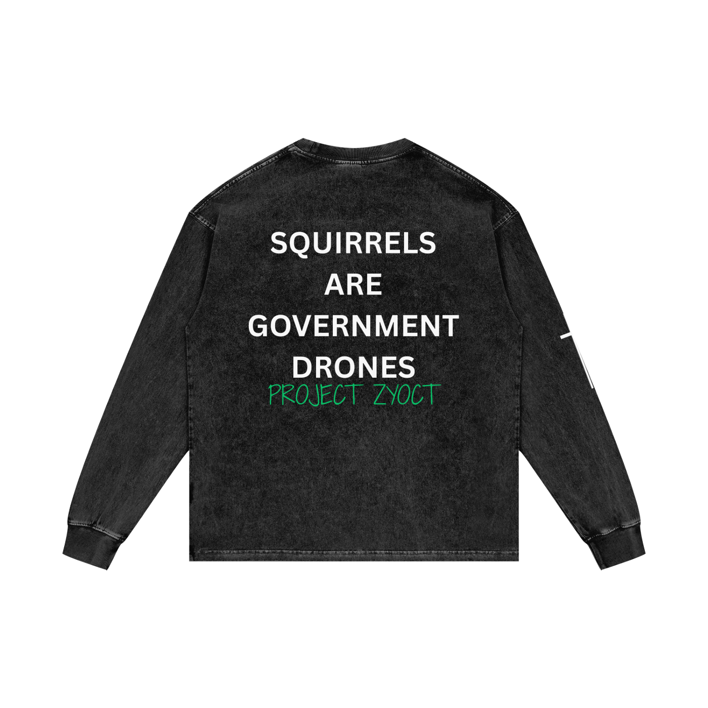 "Squirrels Are Government Drones" Acid Wash Long Sleeve