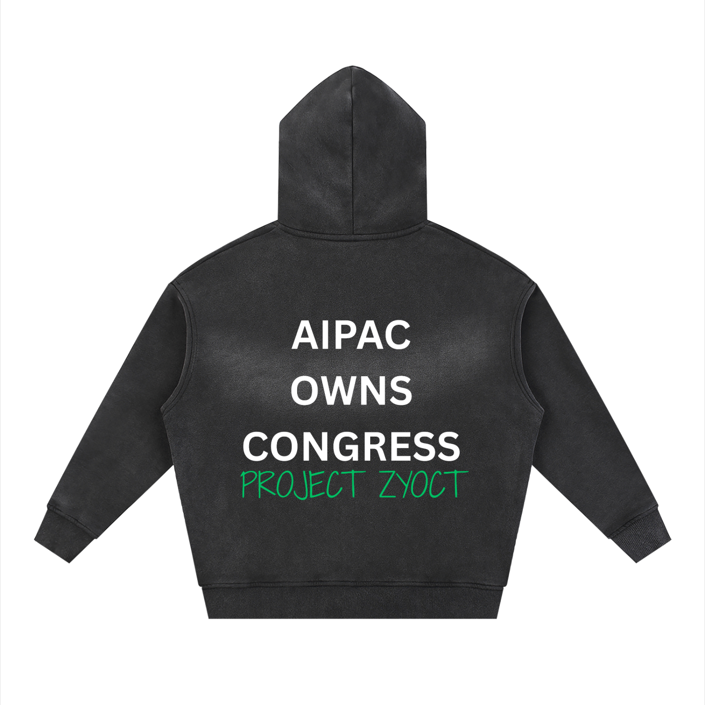 "AIPAC Owns Congress" faded Zipper Hoodie