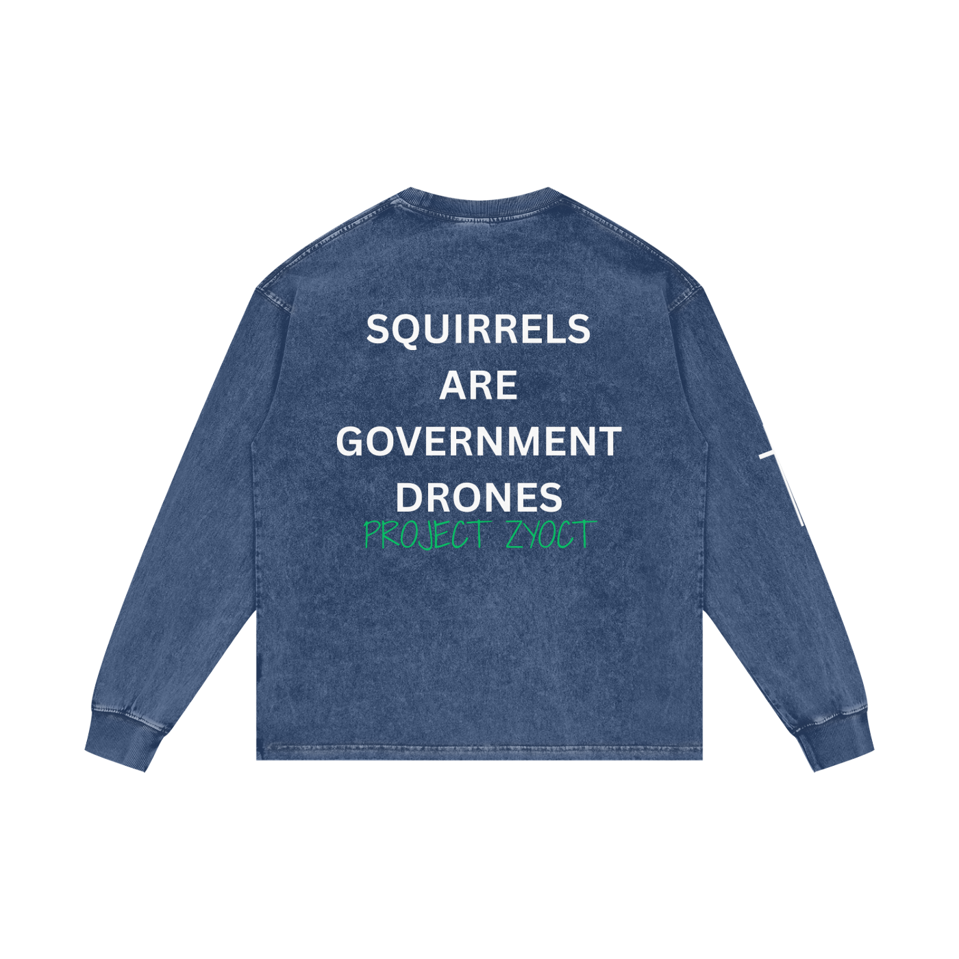 "Squirrels Are Government Drones" Acid Wash Long Sleeve