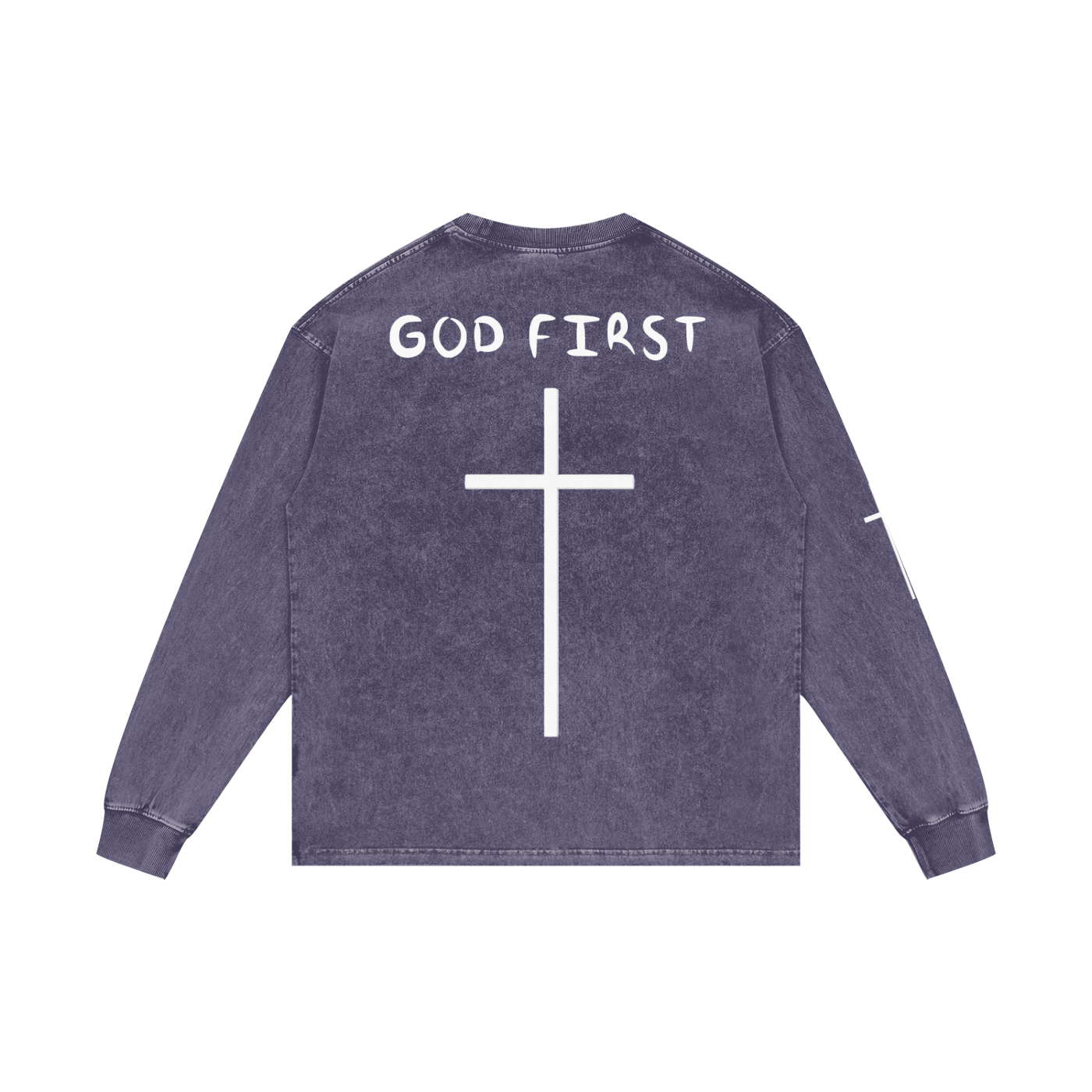 "GOD FIRST" Acid Wash Long Sleeve