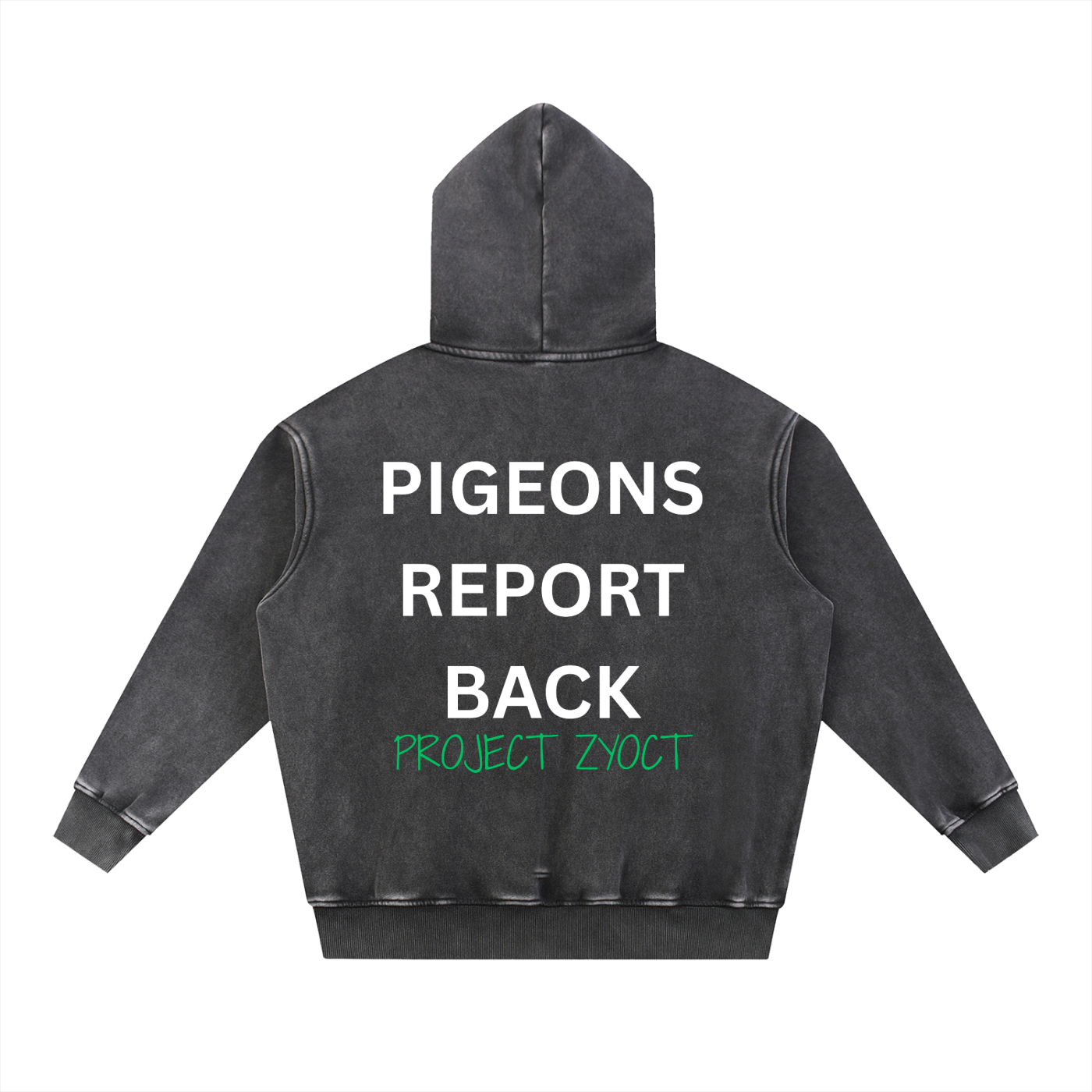 "Pigeons Report Back" Snow Wash Oversize Hoodie