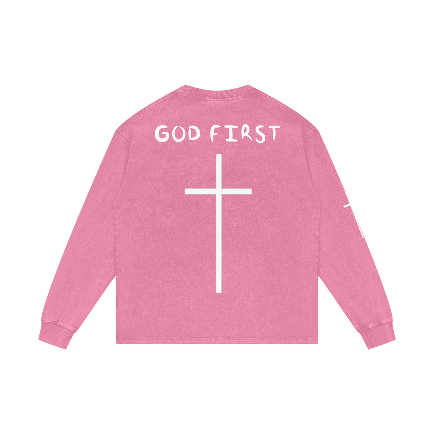 "GOD FIRST" Acid Wash Long Sleeve