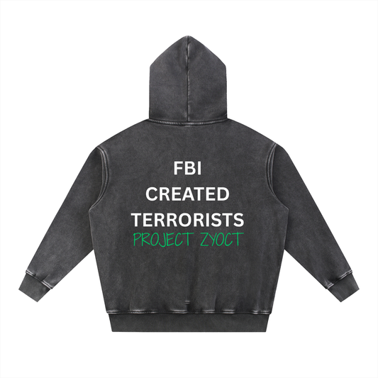 "FBI Created Terrorists" Snow Wash Oversize Hoodie