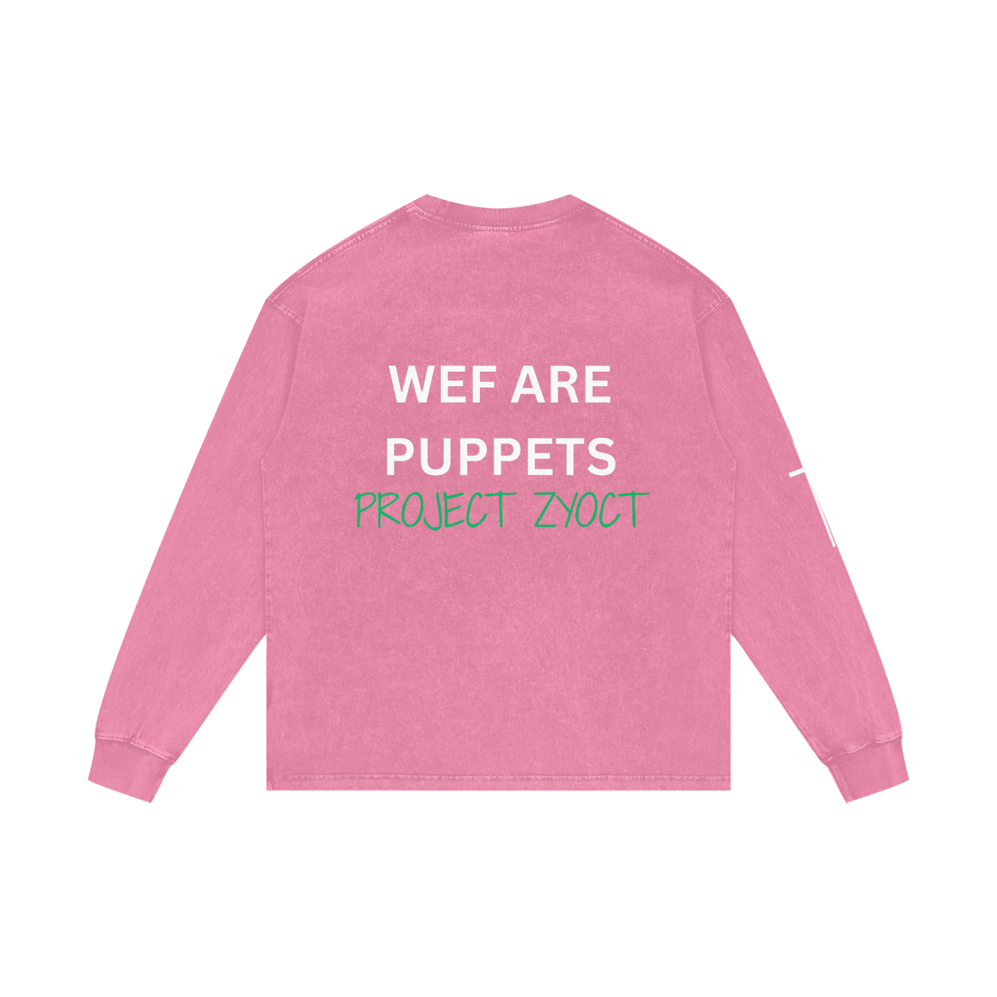 "WEF Are Puppets" Acid Wash Long Sleeve
