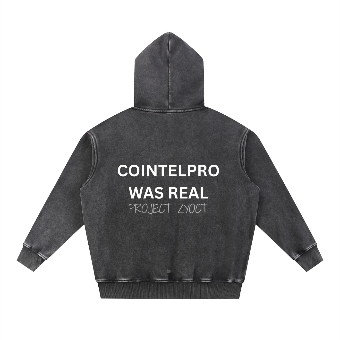 "COINTELPRO Was Real" Snow Wash Oversize Hoodie