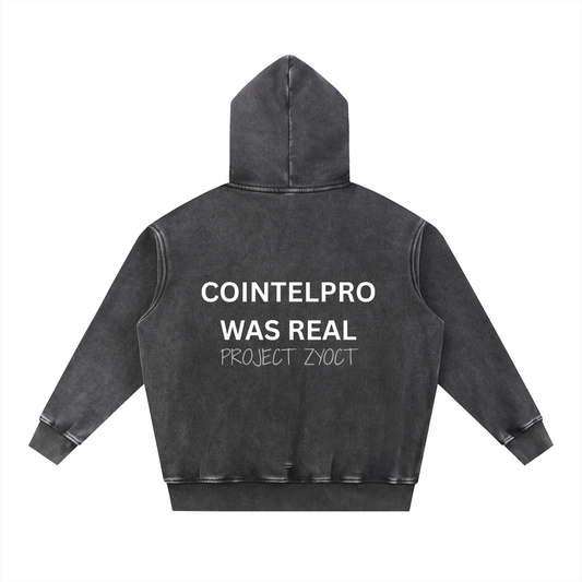 "COINTELPRO Was Real" Snow Wash Oversize Hoodie
