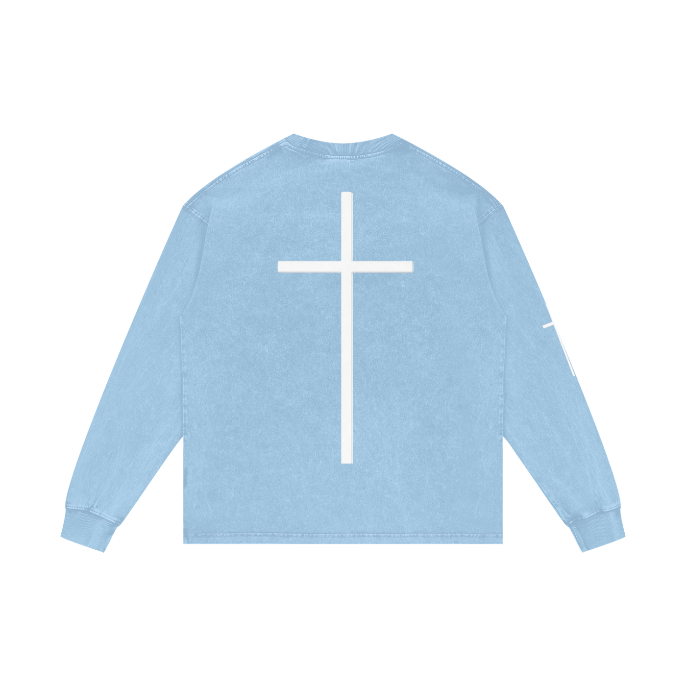 Simple Cross Acid Wash Long Sleeve