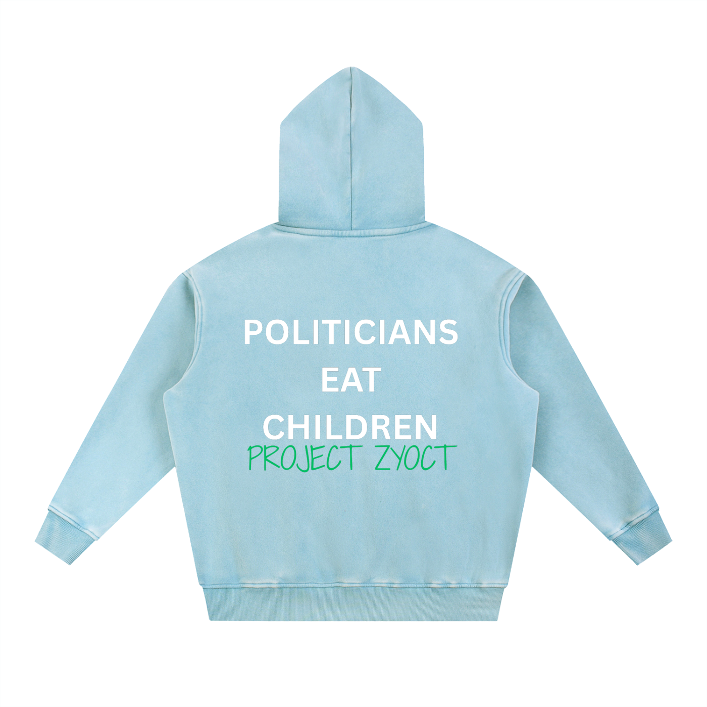 "Politicians Eat Children" Snow Wash Oversize Hoodie