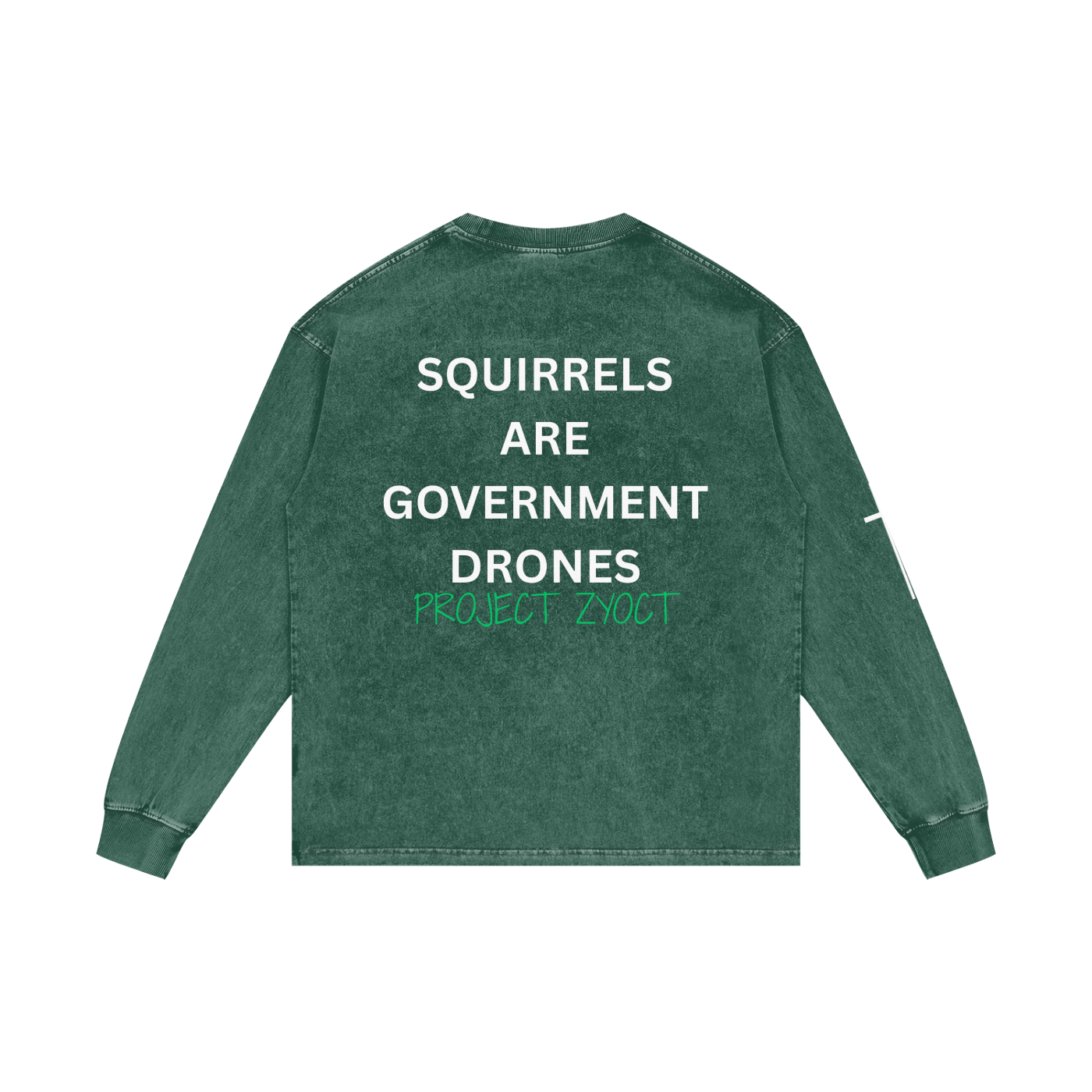 "Squirrels Are Government Drones" Acid Wash Long Sleeve